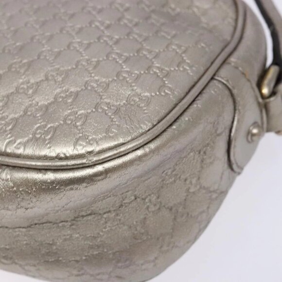GUCCI Micro GG Canvas Guccissima Shoulder Bag Leather Silver 309538 Auth 135358 - Picture 4 of 16